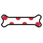 Polka Dots - Alizarin Red on White Magnet (Dog Bone)