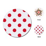 Polka Dots - Alizarin Red on White Playing Cards (Round)