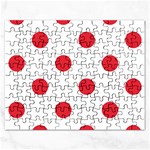 Polka Dots - Alizarin Red on White Jigsaw Puzzle (Rectangular)