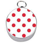 Polka Dots - Alizarin Red on White Silver Compass