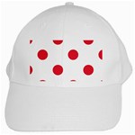 Polka Dots - Alizarin Red on White White Cap