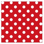 Polka Dots - White on Fire Engine Red Large Satin Scarf (Square)