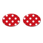 Polka Dots - White on Fire Engine Red Cufflinks (Oval)