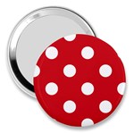 Polka Dots - White on Fire Engine Red 3  Handbag Mirror