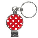 Polka Dots - White on Fire Engine Red Nail Clippers Key Chain