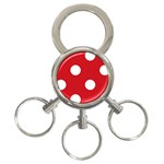 Polka Dots - White on Fire Engine Red 3-Ring Key Chain