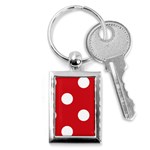 Polka Dots - White on Fire Engine Red Key Chain (Rectangle)