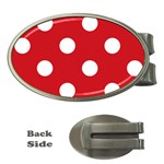 Polka Dots - White on Fire Engine Red Money Clip (Oval)