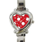 Polka Dots - White on Fire Engine Red Heart Italian Charm Watch