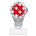 Polka Dots - White on Fire Engine Red Nurses Watch