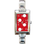 Polka Dots - White on Fire Engine Red Rectangle Italian Charm Watch