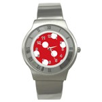 Polka Dots - White on Fire Engine Red Stainless Steel Watch