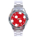 Polka Dots - White on Fire Engine Red Stainless Steel Analogue Watch