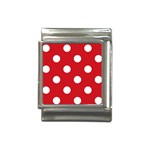 Polka Dots - White on Fire Engine Red Italian Charm (13mm)