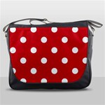 Polka Dots - White on Fire Engine Red Messenger Bag