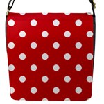 Polka Dots - White on Fire Engine Red Flap Closure Messenger Bag (S)