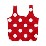 Polka Dots - White on Fire Engine Red Full Print Recycle Bag (M)