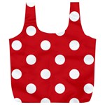 Polka Dots - White on Fire Engine Red Full Print Recycle Bag (XL)