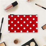 Polka Dots - White on Fire Engine Red Cosmetic Bag (S)