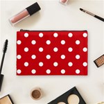 Polka Dots - White on Fire Engine Red Cosmetic Bag (M)