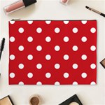 Polka Dots - White on Fire Engine Red Cosmetic Bag (XL)