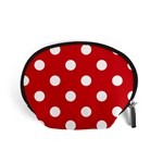 Polka Dots - White on Fire Engine Red Accessory Pouch (Small)
