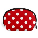 Polka Dots - White on Fire Engine Red Accessory Pouch (Large)