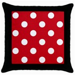 Polka Dots - White on Fire Engine Red Throw Pillow Case (Black)