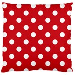 Polka Dots - White on Fire Engine Red Large Flano Cushion Case (One Side)