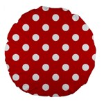 Polka Dots - White on Fire Engine Red Large 18  Premium Round Cushion