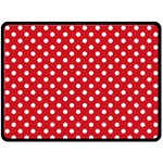 Polka Dots - White on Fire Engine Red Fleece Blanket (Large) (One Side)