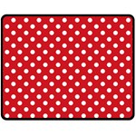 Polka Dots - White on Fire Engine Red Fleece Blanket (Medium) (One Side)