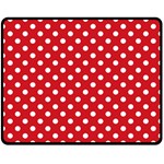 Polka Dots - White on Fire Engine Red Double Sided Fleece Blanket (Medium) (Two Sides)