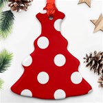 Polka Dots - White on Fire Engine Red Christmas Tree Ornament (Two Sides)