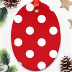 Polka Dots - White on Fire Engine Red Ornament (Oval)