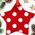 Polka Dots - White on Fire Engine Red Star Ornament (Two Sides)