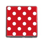 Polka Dots - White on Fire Engine Red Memory Card Reader (Square)