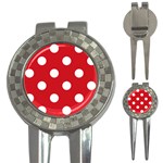 Polka Dots - White on Fire Engine Red 3-in-1 Golf Divot