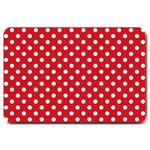 Polka Dots - White on Fire Engine Red Large Doormat