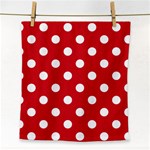 Polka Dots - White on Fire Engine Red Face Towel