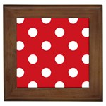 Polka Dots - White on Fire Engine Red Framed Tile