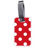 Polka Dots - White on Fire Engine Red Luggage Tag (Two Sides)