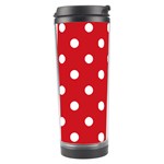 Polka Dots - White on Fire Engine Red Travel Tumbler
