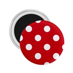 Polka Dots - White on Fire Engine Red 2.25  Magnet