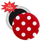 Polka Dots - White on Fire Engine Red 2.25  Magnet (10 pack)
