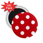 Polka Dots - White on Fire Engine Red 2.25  Magnet (100 pack)