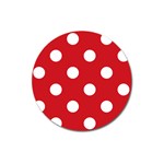 Polka Dots - White on Fire Engine Red Magnet 3  (Round)