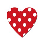Polka Dots - White on Fire Engine Red Magnet (Heart)
