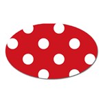 Polka Dots - White on Fire Engine Red Magnet (Oval)