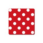 Polka Dots - White on Fire Engine Red Magnet (Square)